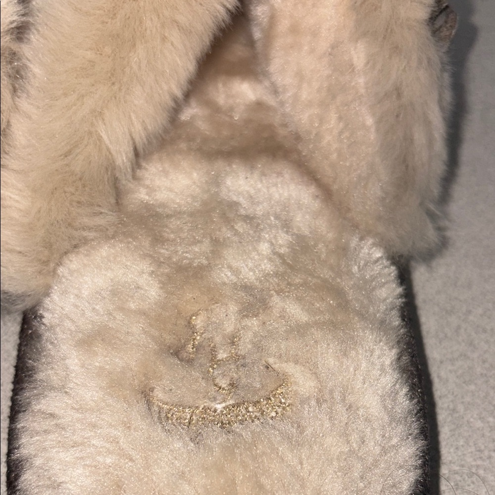 Leopard Print Sequin Brown and Cream Cozy Slippers with Plush Trim - Picture 5 of 6